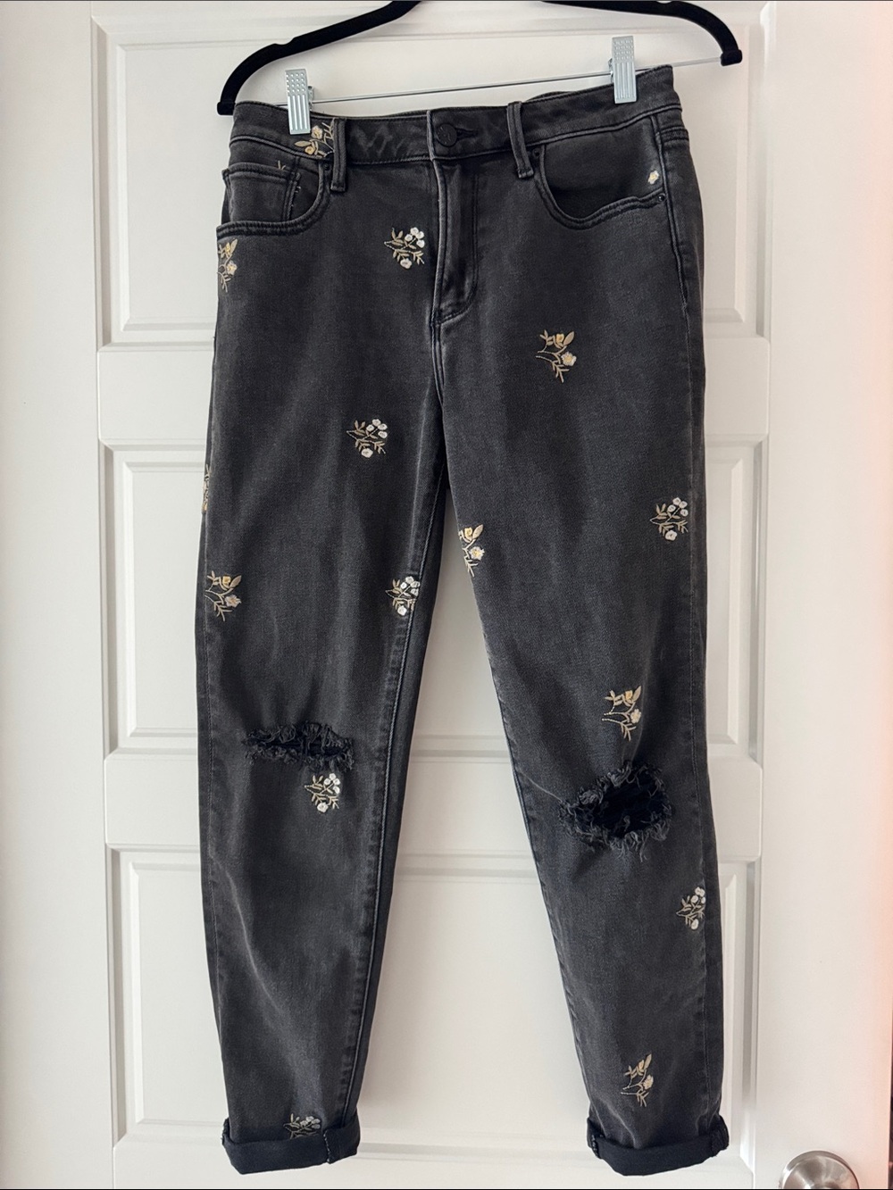 DRIFTWOOD Black Floral Embroidered Women's Jeans